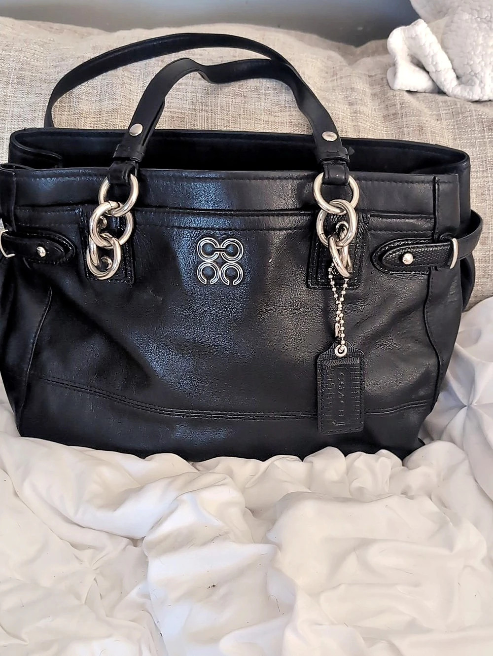 Coach Black Leather Tote Bag